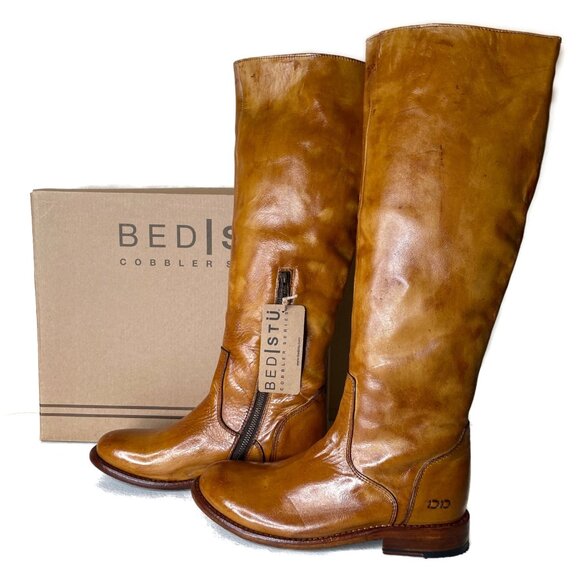 BED STU Tess Distressed Leather Riding Boots Size 8 - Picture 1 of 16